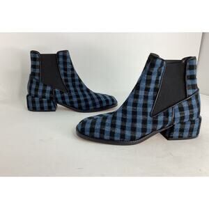 Tibi Wool Plaid Blue and Back Ankle Booties Sz.7(37)